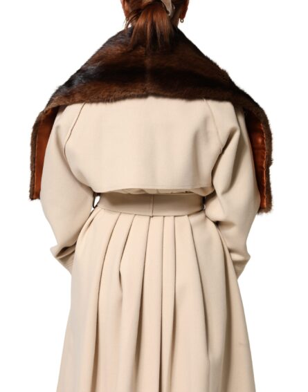 Black Brown Stripe Fur Shawl Wrap Scarf - Image 7