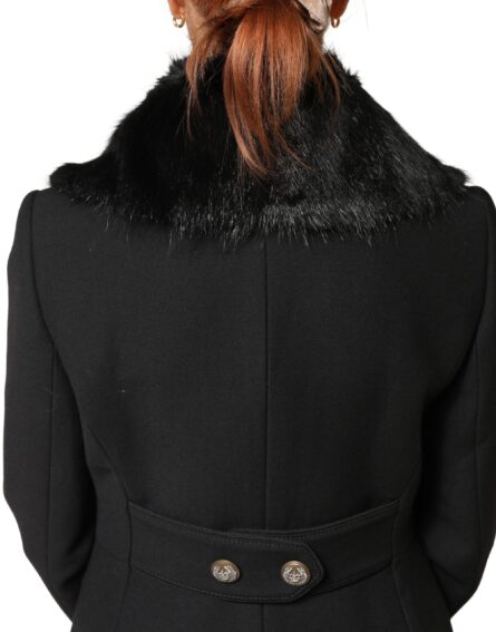 Black Fur Shawl Neck Wrap Cover Collar Scarf - Image 4
