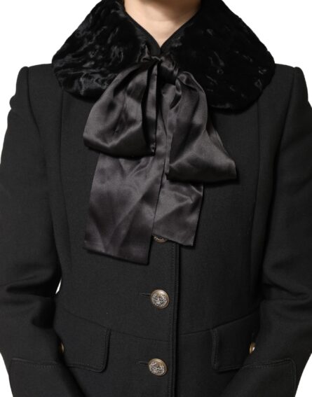 Black Lamb Fur Women Neck Warmer Winter Scarf - Image 7