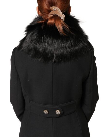 Black Fur Shoulder Collar Wrap Shawl Scarf - Image 2