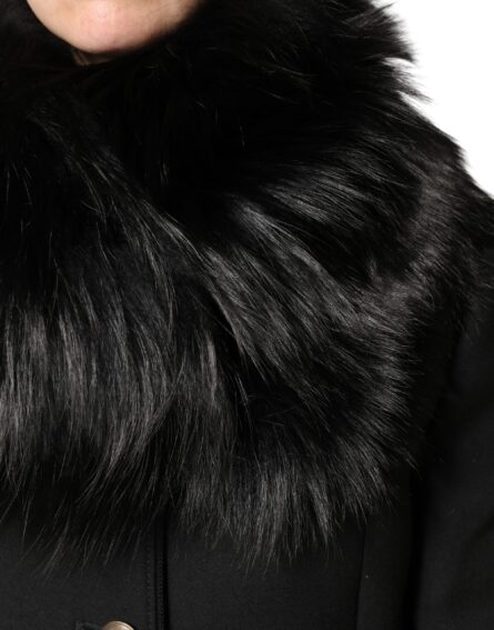 Black Fur Shoulder Collar Wrap Shawl Scarf - Image 3