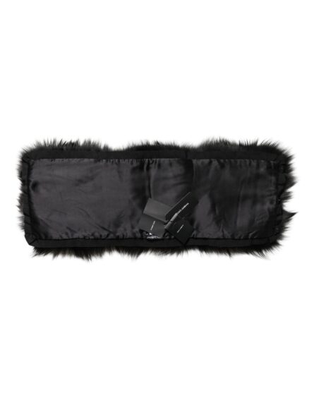 Black Fur Shoulder Collar Wrap Shawl Scarf - Image 6