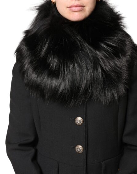 Black Fur Shoulder Collar Wrap Shawl Scarf - Image 8