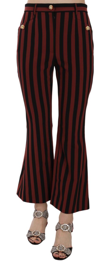 Black Amaranth Stripe Cropped Flared Pants - Image 3