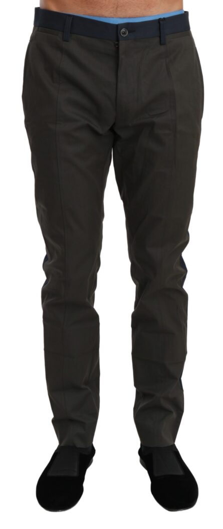 Blue Gray Stripes Trouser Cotton Pants - Image 3