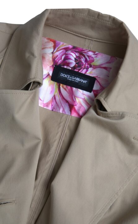 Khaki Double Breasted Trench Coat Jacket - Image 4