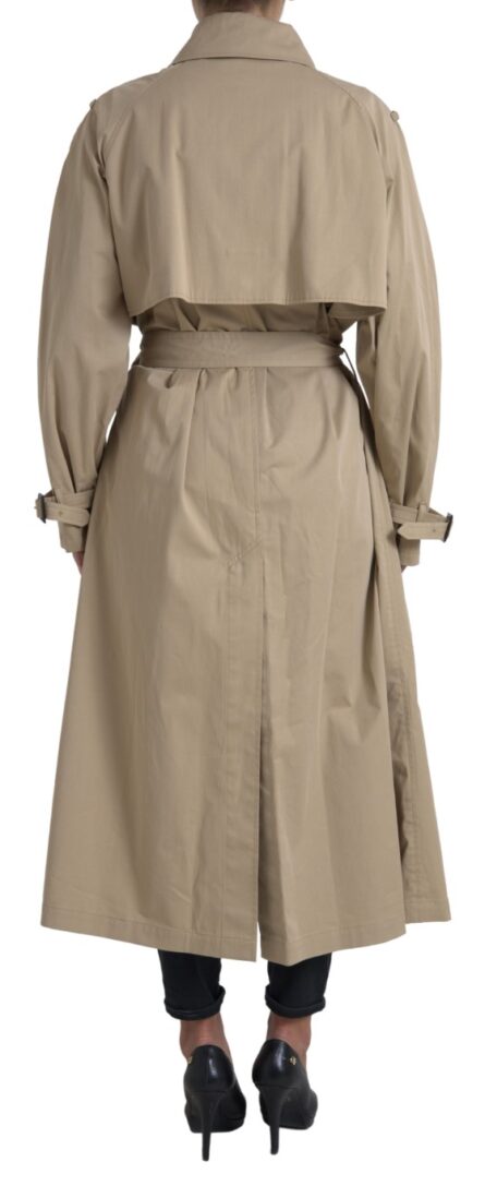Khaki Double Breasted Trench Coat Jacket - Image 7