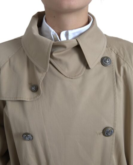 Khaki Double Breasted Trench Coat Jacket - Image 8
