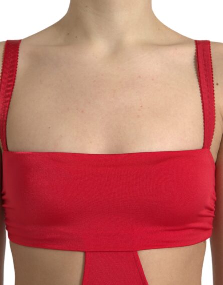 Red Cutout Nylon Sheath Sleeveless Mini Dress - Image 4