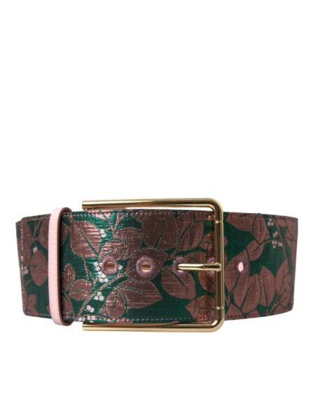Multicolor Floral Jacquard Lurex Gold Buckle Belt - Image 2