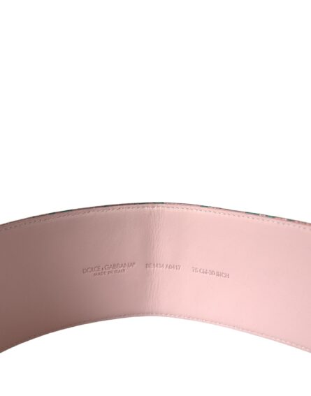 Multicolor Floral Jacquard Lurex Gold Buckle Belt - Image 3