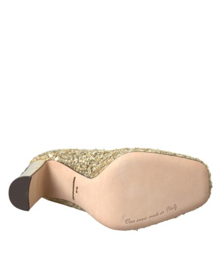 Gold Sequin Crystal Heels Pumps Shoes - Image 6
