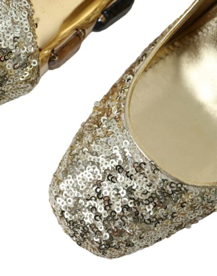 Gold Sequin Crystal Heels Pumps Shoes - Image 8