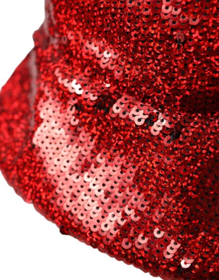 Red Sequined Nylon Bucket Hat Men - Image 5