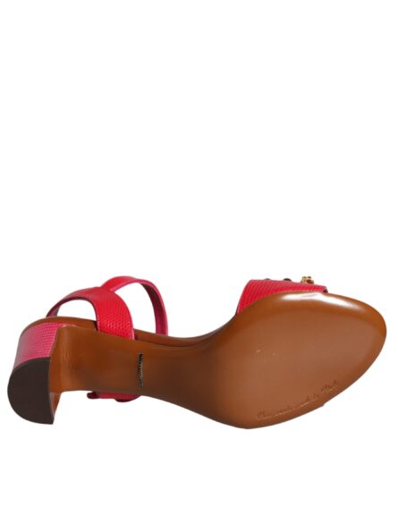 Fuchsia Leather Embellished Keira Sandals Shoes - Image 6