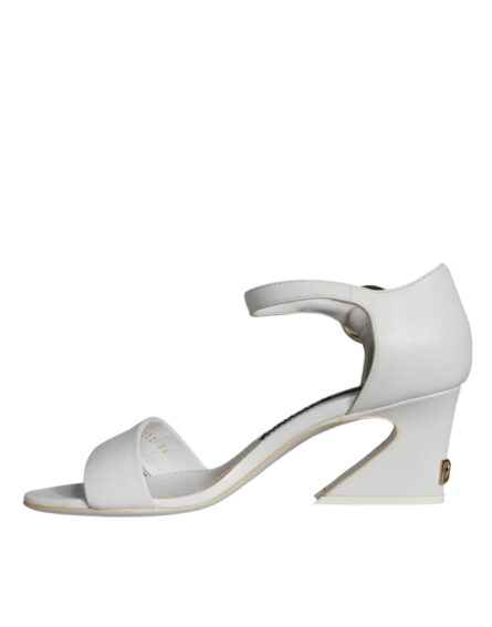 White Leather Heels Keira Sandals Shoes - Image 4