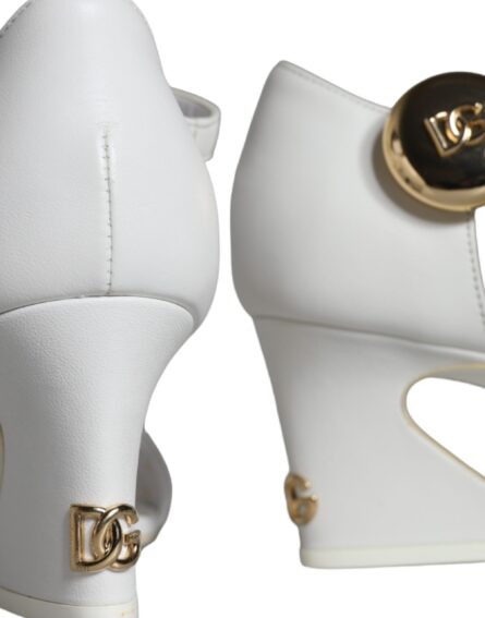 White Leather Heels Keira Sandals Shoes - Image 5