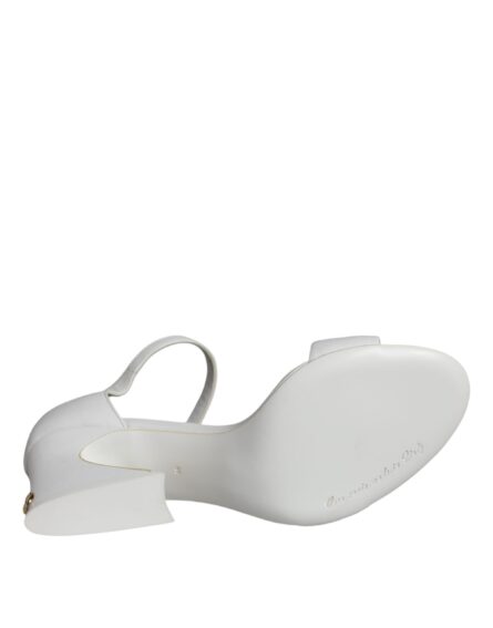 White Leather Heels Keira Sandals Shoes - Image 6