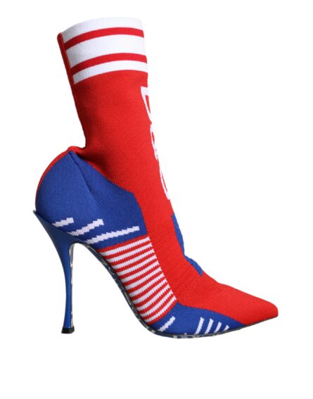 Red Blue Stretch Sock Style Ankle Boots Logo Shoes - Image 7
