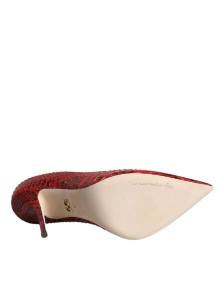 Red Leather Stiletto High Heels Pumps Shoes - Image 6