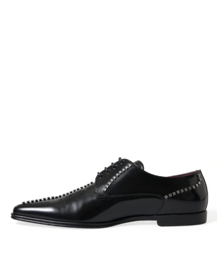 Black Leather Crystal Dress Formal Shoes - Image 6