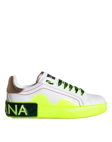 White Leather Portofino Low Top Sneakers Shoes - Image 7