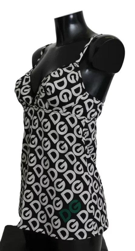 Black DG Mania Print Sleeveless Swimwear - Image 4