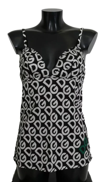 Black DG Mania Print Sleeveless Swimwear - Image 5