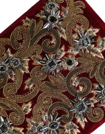 Red Velvet Gold Frame Clutch Evening Party Purse Bag - Image 7
