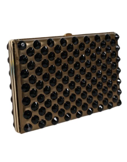 Gold Crystal Bifold Clutch Evening Party Women Purse Bag - Image 3