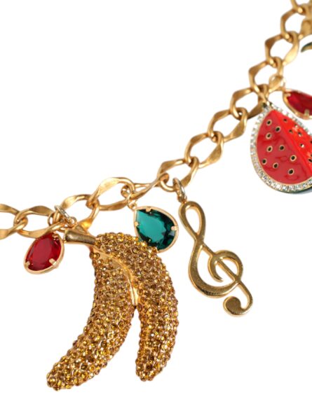 Gold Tone Brass Fruity Crystal Embellished Waist Chain Belt - Image 3
