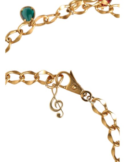 Gold Tone Brass Fruity Crystal Embellished Waist Chain Belt - Image 6