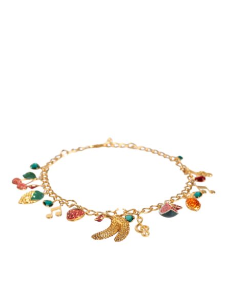 Gold Tone Brass Fruity Crystal Embellished Waist Chain Belt - Image 7