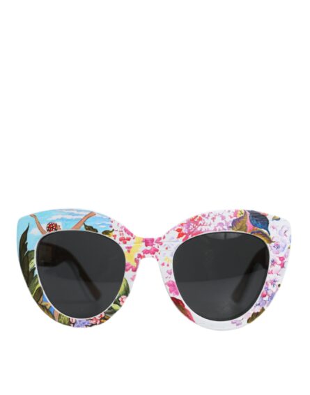 Multicolor Wood Crystal Brass Frame Floral Hand Paint Sunglasses - Image 2
