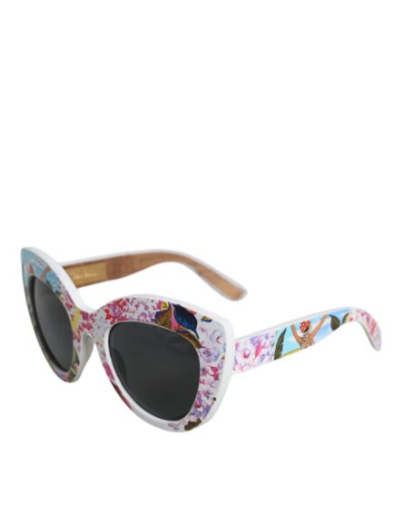 Multicolor Wood Crystal Brass Frame Floral Hand Paint Sunglasses - Image 3