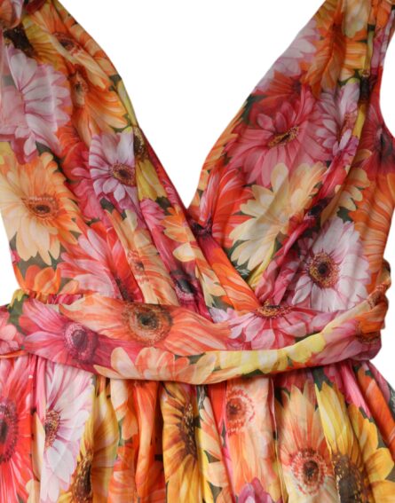 Multicolor Floral Sleeveless V-neck Midi Dress - Image 7