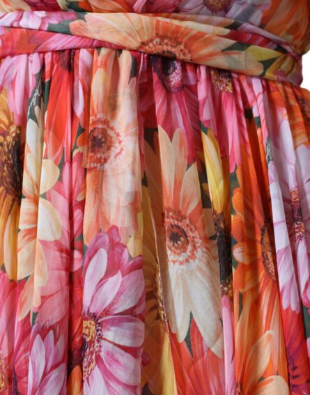 Multicolor Floral Sleeveless V-neck Midi Dress - Image 8