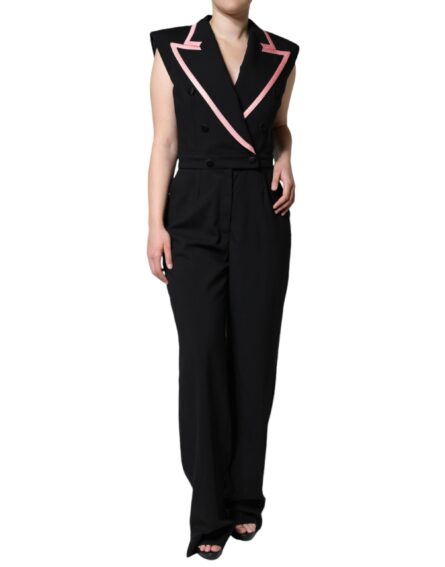 Black Wool Blend Sleeveless Jumpsuit Dress - Image 2