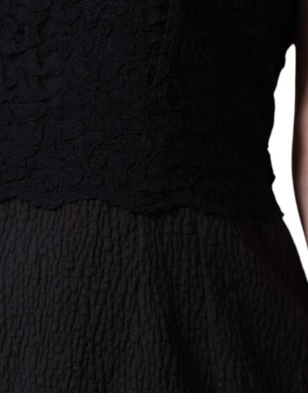 Black Cotton Sheath Knee Length Dress - Image 7