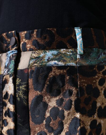 Multicolor Patchwork Jacquard High Waist Pants - Image 5