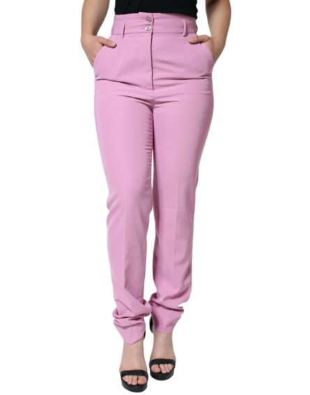 Pink Polyester High Waist Women Tapered Pants - Image 2