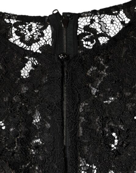 Black Floral Lace See Through Long Sleeve Top - Image 6