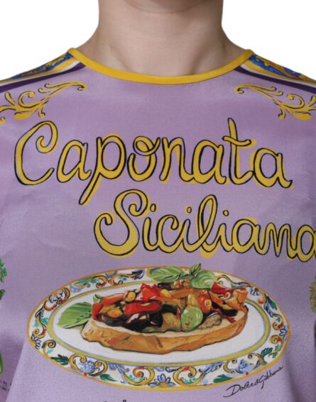 Purple Silk Caponata Siciliana Print Tank Top - Image 5