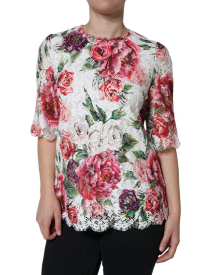 White Peony Lace Short Sleeves Blouse Top - Image 2