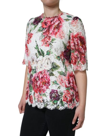 White Peony Lace Short Sleeves Blouse Top - Image 3