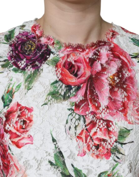White Peony Lace Short Sleeves Blouse Top - Image 5