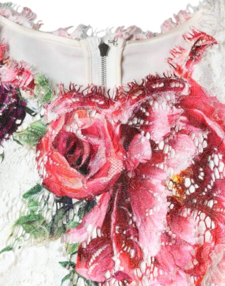 White Peony Lace Short Sleeves Blouse Top - Image 6