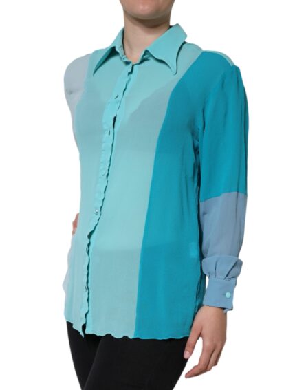 Multicolor Long Sleeve Button Blouse Top - Image 3