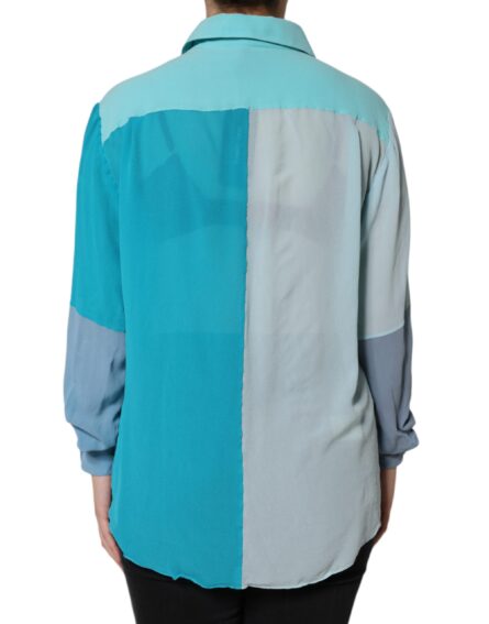 Multicolor Long Sleeve Button Blouse Top - Image 4