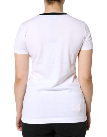 White Eleganza Print Cotton Short Sleeves T-shirt - Image 4